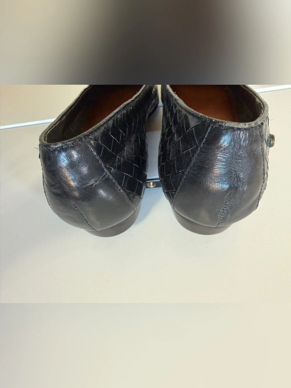 Etienne Aigner Black Woven Weave Leather Slip-On Flats 10M VTG Academia